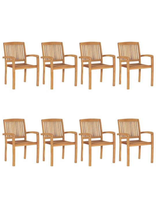 Stohovatelné zahradní židle s poduškami 8 ks masivní teak