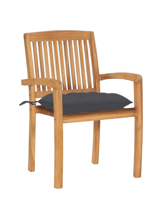 Stohovací zahradní židle s poduškami 4 ks masivní teak