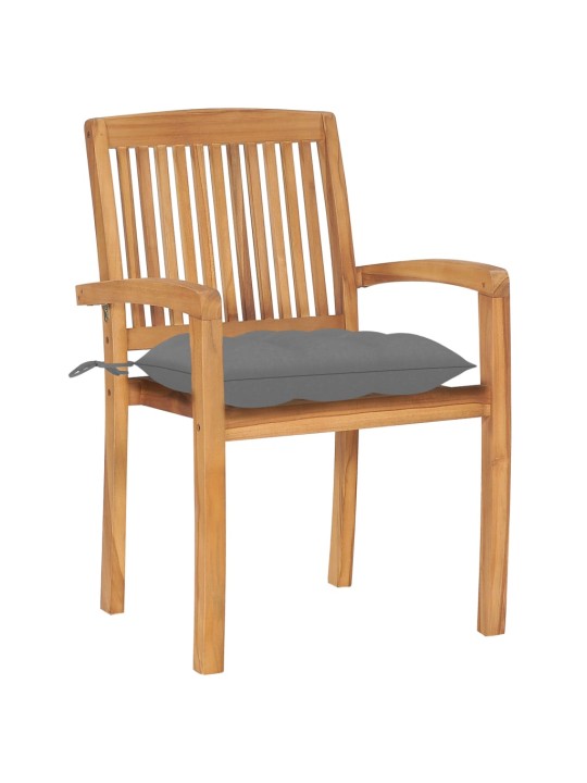 Stohovací zahradní židle s poduškami 4 ks masivní teak