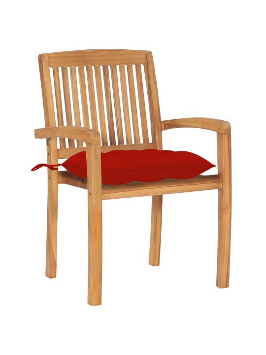 Stohovací zahradní židle s poduškami 4 ks masivní teak