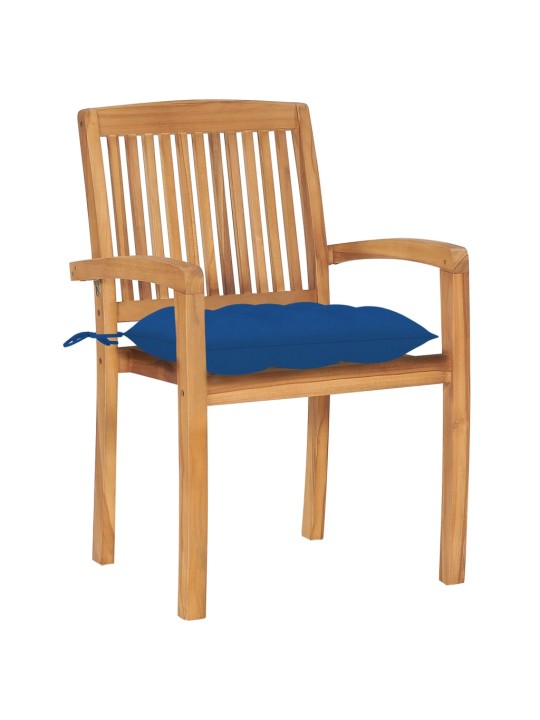 Stohovací zahradní židle s poduškami 4 ks masivní teak