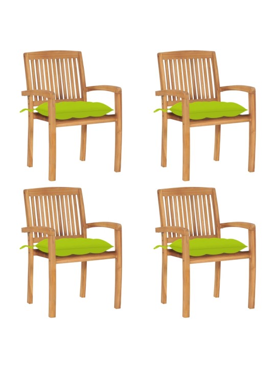 Stohovací zahradní židle s poduškami 4 ks masivní teak
