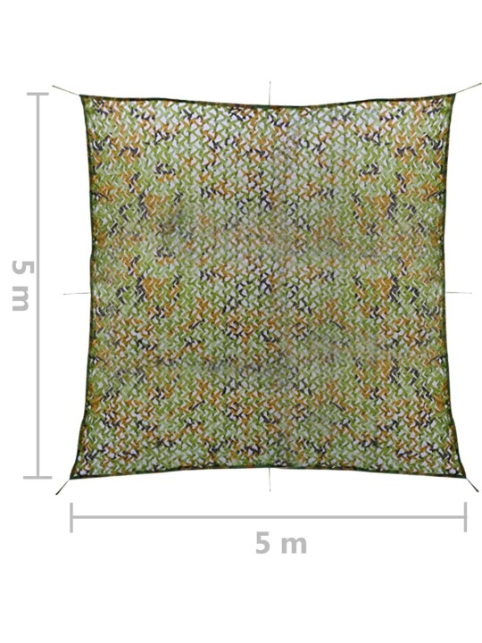 Maskovací síť s úložným pytlem 5 x 5 m zelená