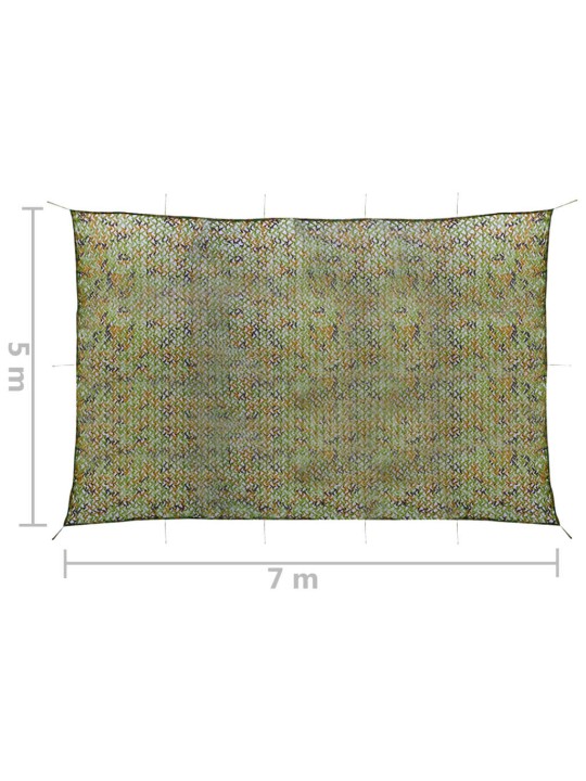 Maskovací síť s úložným pytlem 5 x 7 m zelená