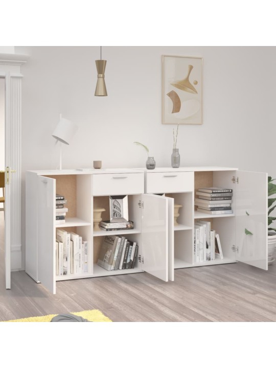 Příborník bílý s vysokým leskem 160x36x75 cm kompozitní dřevo
