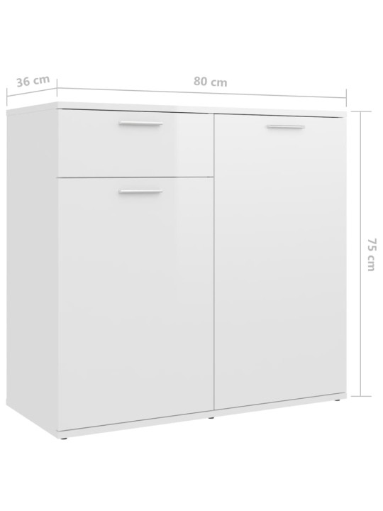 Příborník bílý s vysokým leskem 160x36x75 cm kompozitní dřevo