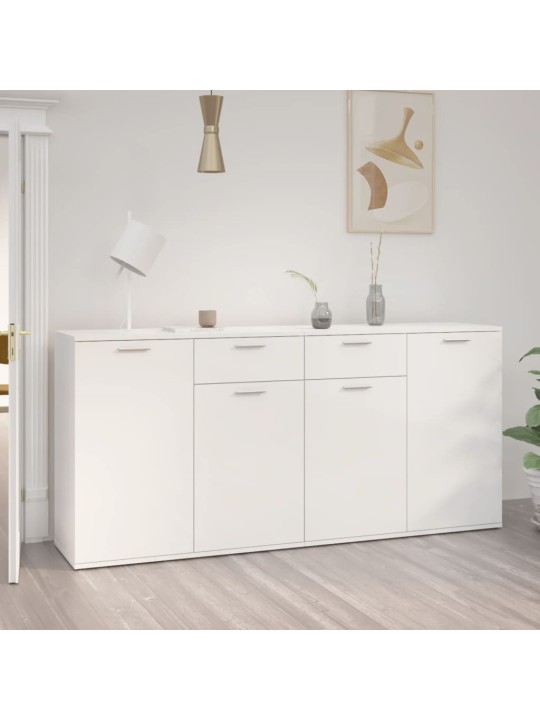 Příborník bílý s vysokým leskem 160x36x75 cm kompozitní dřevo