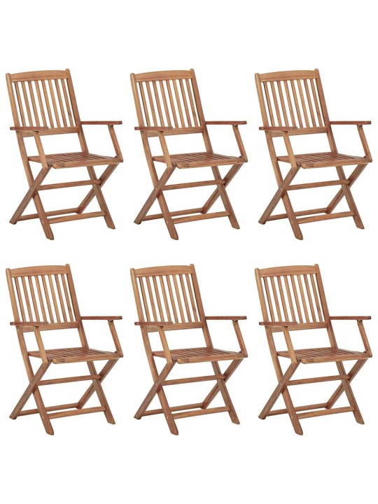 Skládací zahradní židle s poduškami 6 ks masivní akácie