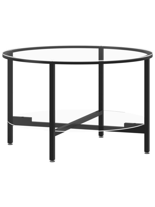 Čajový stolek černý a průhledný 70 cm tvrzené sklo