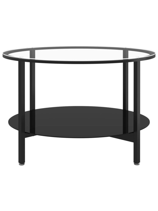 Čajový stolek černý a průhledný 70 cm tvrzené sklo