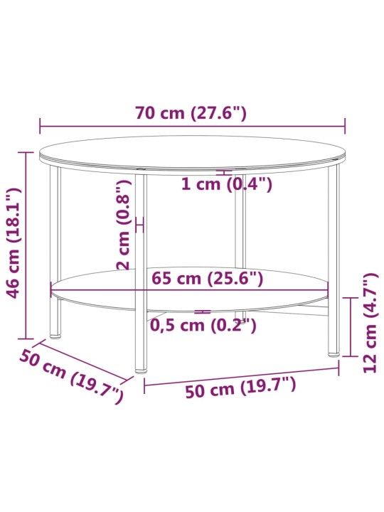 Čajový stolek černý a černý mramor 70 cm tvrzené sklo
