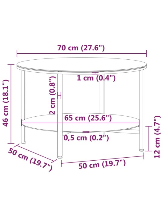 Čajový stolek černý a bílý mramor 70 cm tvrzené sklo