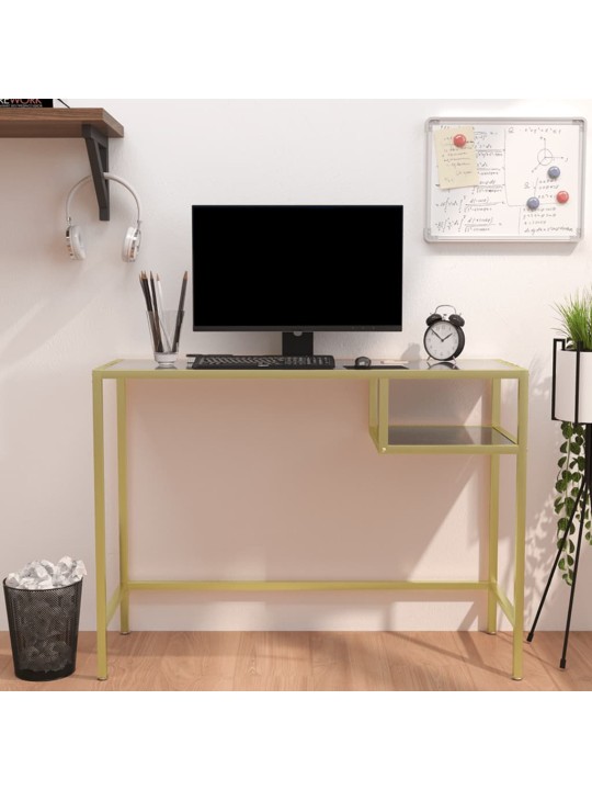 Pc stůl černý mramor 100 x 36 x 74 cm tvrzené sklo