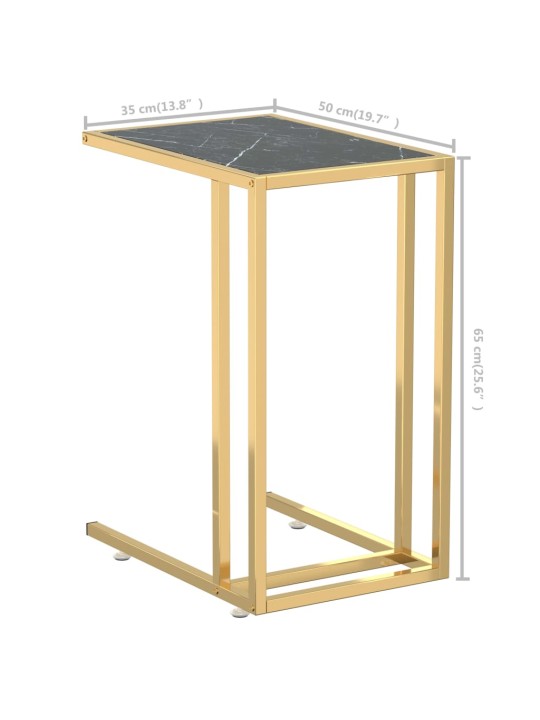 Stolek na notebook černý mramor 50 x 35 x 65 cm tvrzené sklo