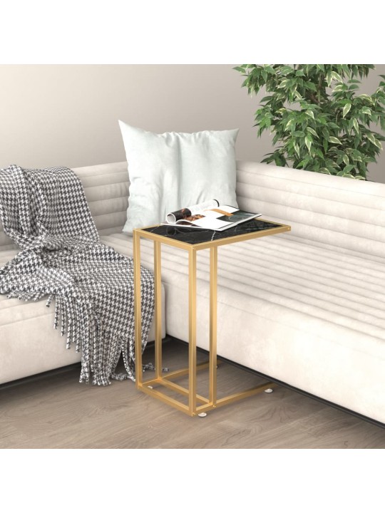 Stolek na notebook černý mramor 50 x 35 x 65 cm tvrzené sklo