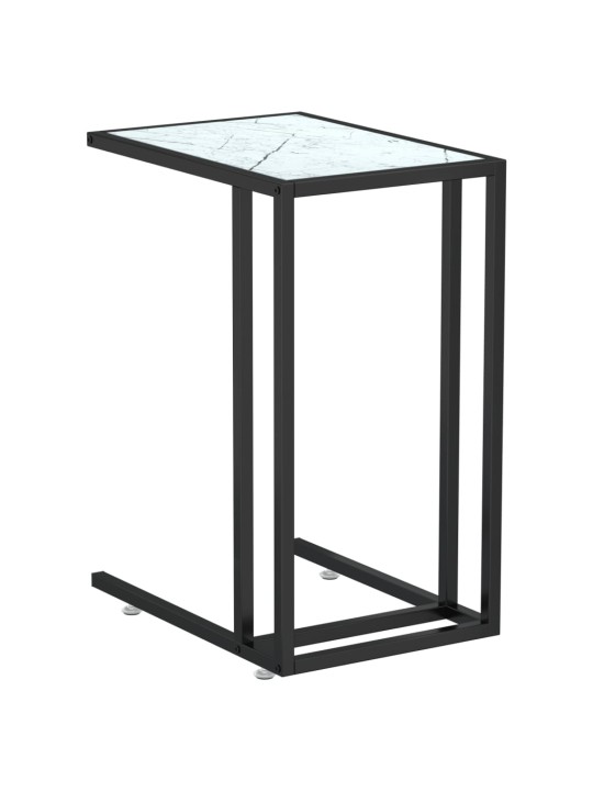 Stolek na notebook bílý mramor 50 x 35 x 65 cm tvrzené sklo