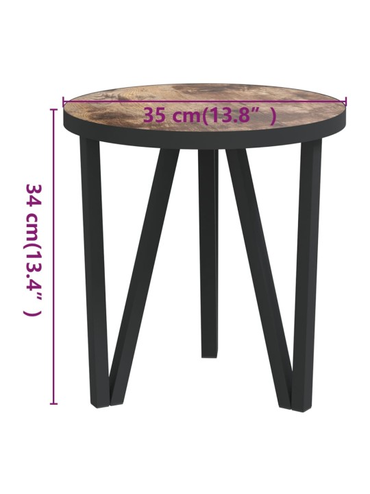 Čajový stolek černožlutý Ø 35 cm MDF