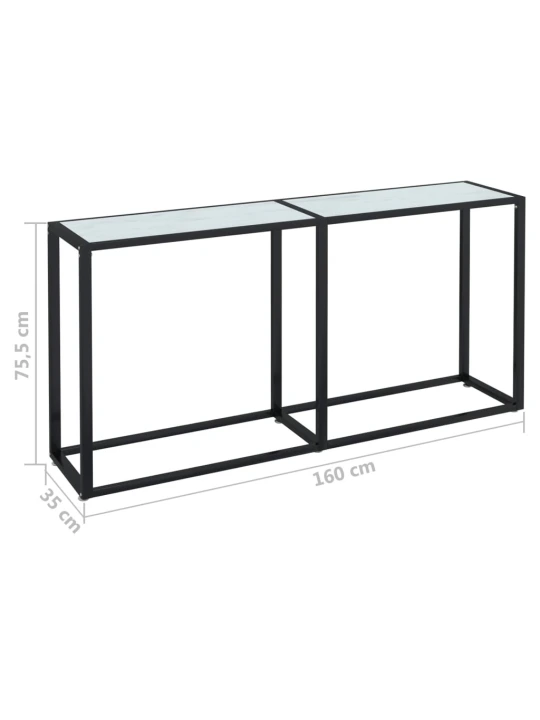 Konzolový stolek bílý mramor 160 x 35 x 75,5 cm tvrzené sklo