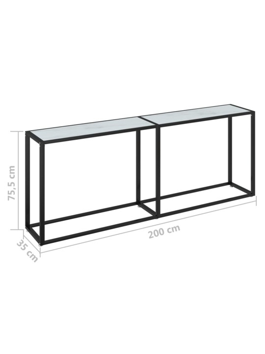 Konzolový stolek bílý mramor 200 x 35 x 75,5 cm tvrzené sklo