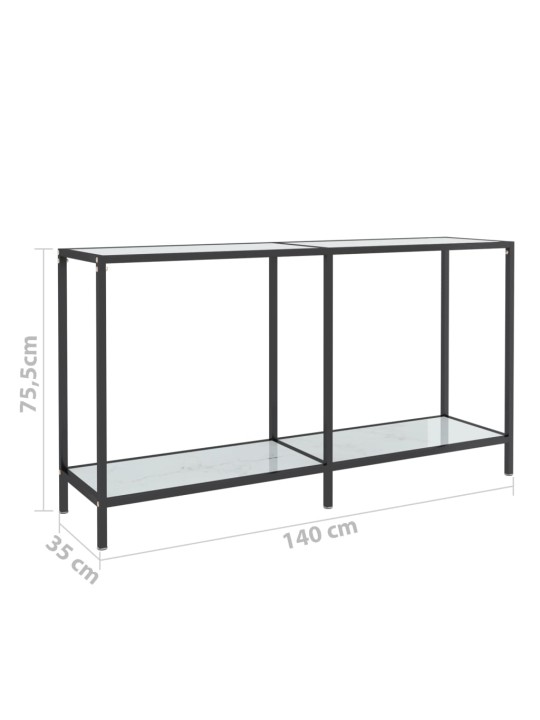 Konzolový stolek bílý 140 x 35 x 75,5 cm tvrzené sklo