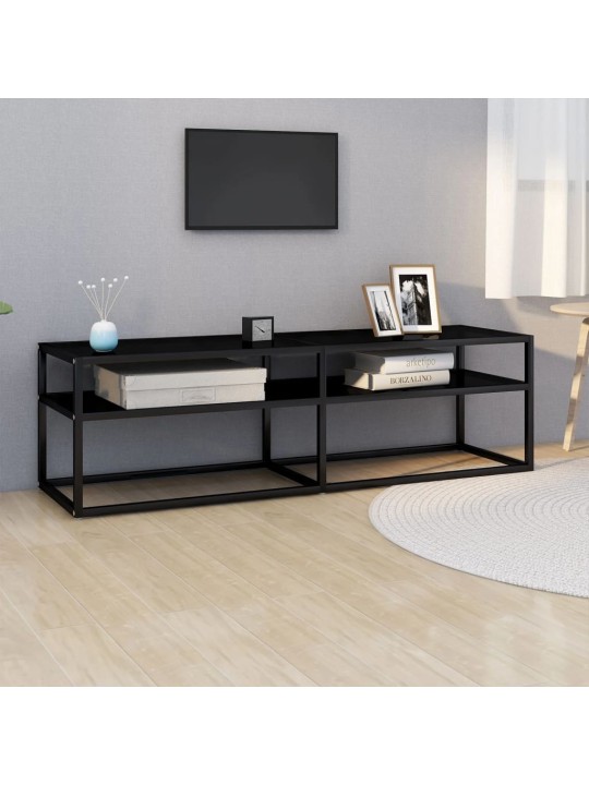 TV stolek černý 140 x 40 x 40,5 cm tvrzené sklo
