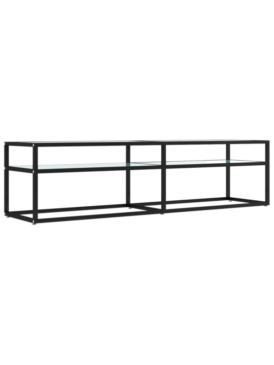 Tv stolek bílý mramor 160 x 40 x 40,5 cm tvrzené sklo