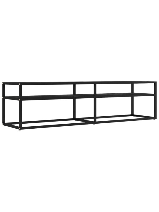 Tv stolek černý mramor 160 x 40 x 40,5 cm tvrzené sklo