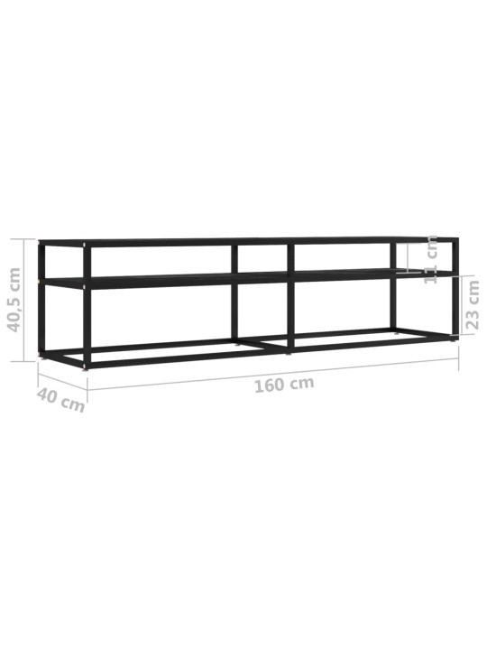 Tv stolek černý mramor 160 x 40 x 40,5 cm tvrzené sklo
