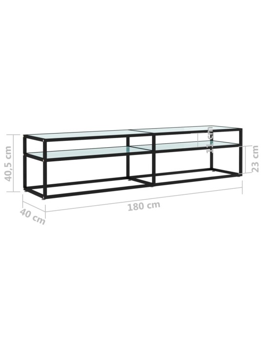 Tv stolek bílý mramor 180 x 40 x 40,5 cm tvrzené sklo