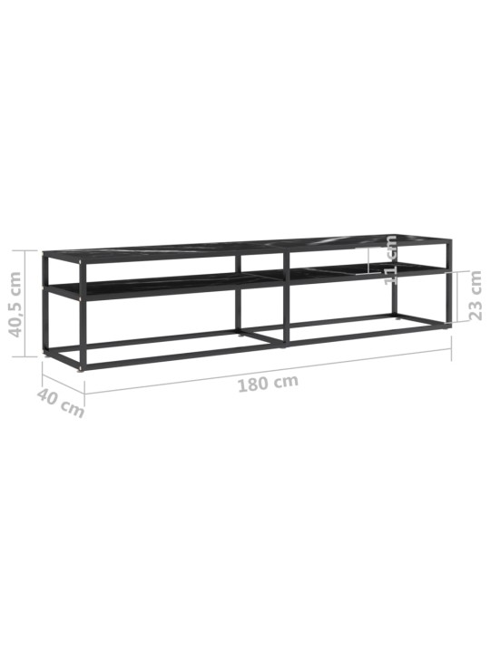 Tv stolek černý mramor 180 x 40 x 40,5 cm tvrzené sklo