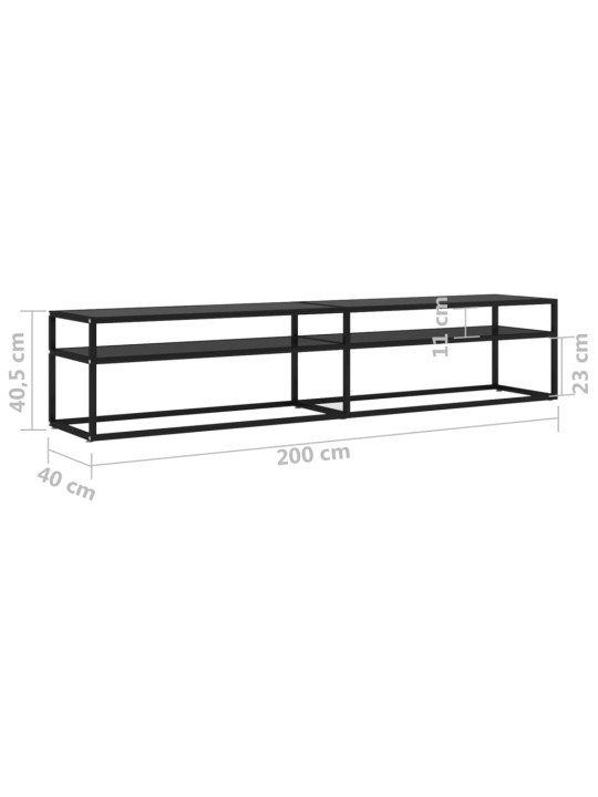 TV stolek černý 200 x 40 x 40,5 cm tvrzené sklo