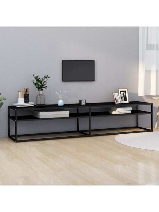 TV stolek černý 200 x 40 x 40,5 cm tvrzené sklo