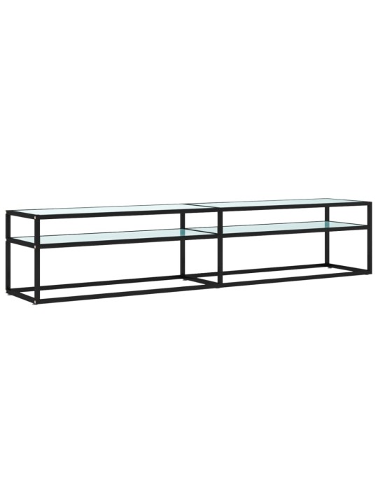 Tv stolek bílý mramor 200 x 40 x 40,5 cm tvrzené sklo