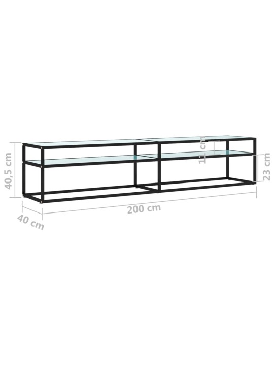Tv stolek bílý mramor 200 x 40 x 40,5 cm tvrzené sklo
