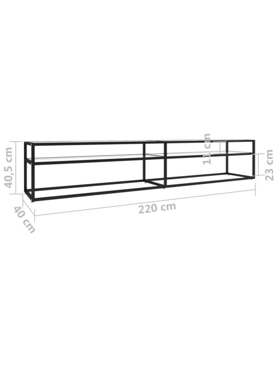 TV stolek průhledný 220 x 40 x 40,5 cm tvrzené sklo