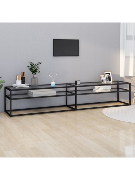 TV stolek průhledný 220 x 40 x 40,5 cm tvrzené sklo
