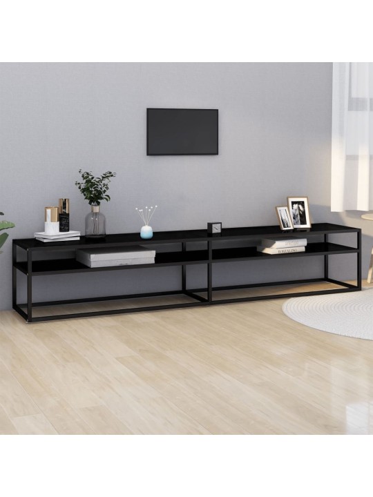 Tv stolek černý 220 x 40 x 40,5 cm tvrzené sklo