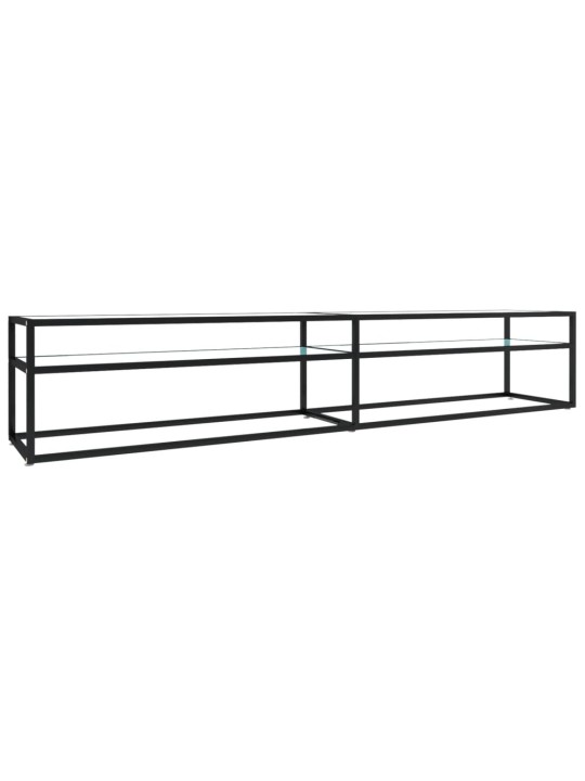 Tv stolek bílý mramor 220 x 40 x 40,5 cm tvrzené sklo