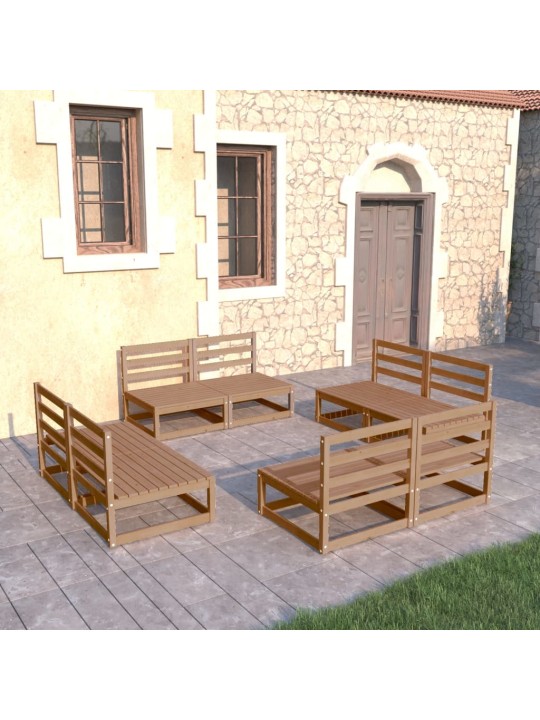 8dílná zahradní sedací souprava medově hnědá masivní borovice