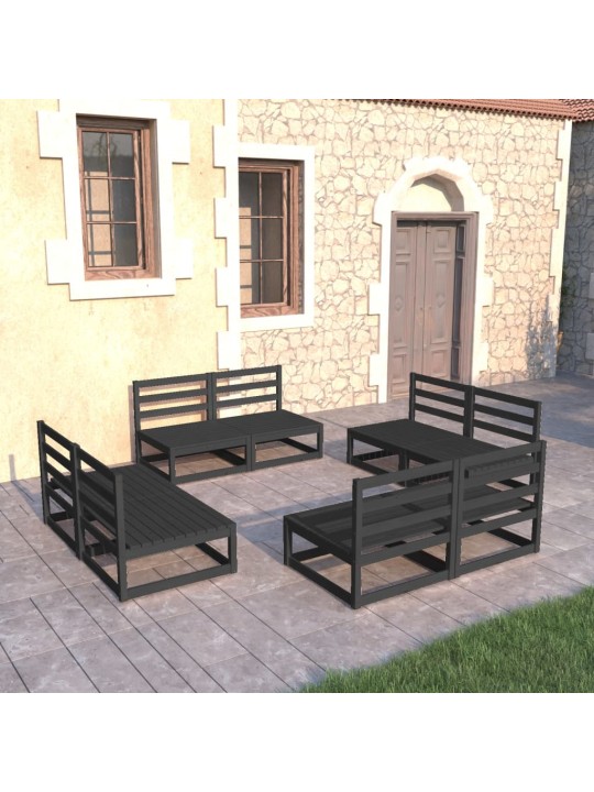 8dílná zahradní sedací souprava černá masivní borovice