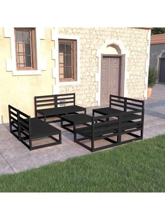 9dílná zahradní sedací souprava černá masivní borovice