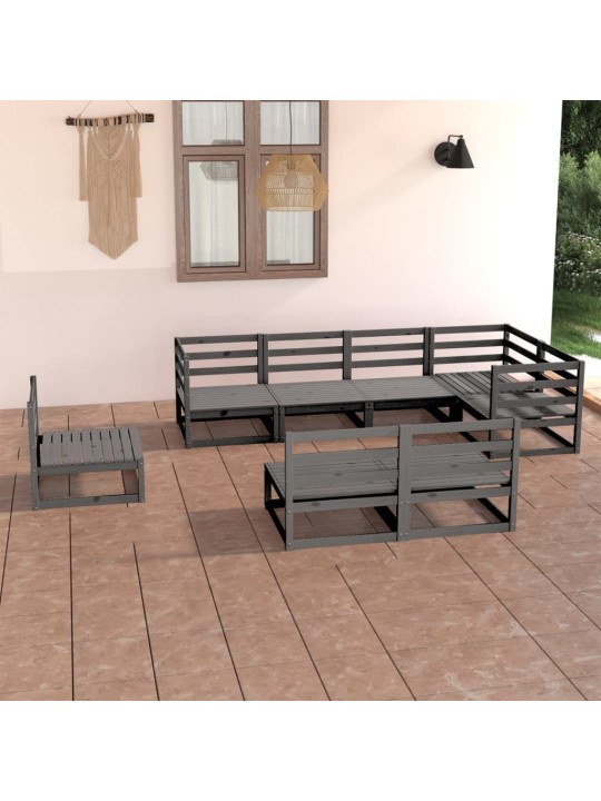 8dílná zahradní sedací souprava šedá masivní borovice