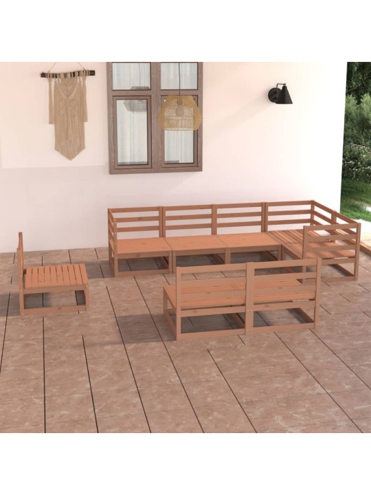 8dílná zahradní sedací souprava medově hnědá masivní borovice