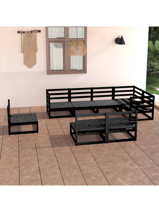 8dílná zahradní sedací souprava černá masivní borovice