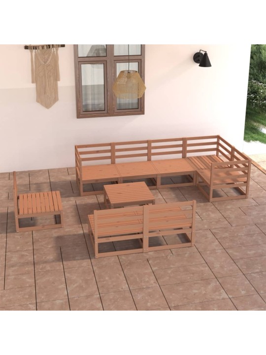 9dílná zahradní sedací souprava medově hnědá masivní borovice
