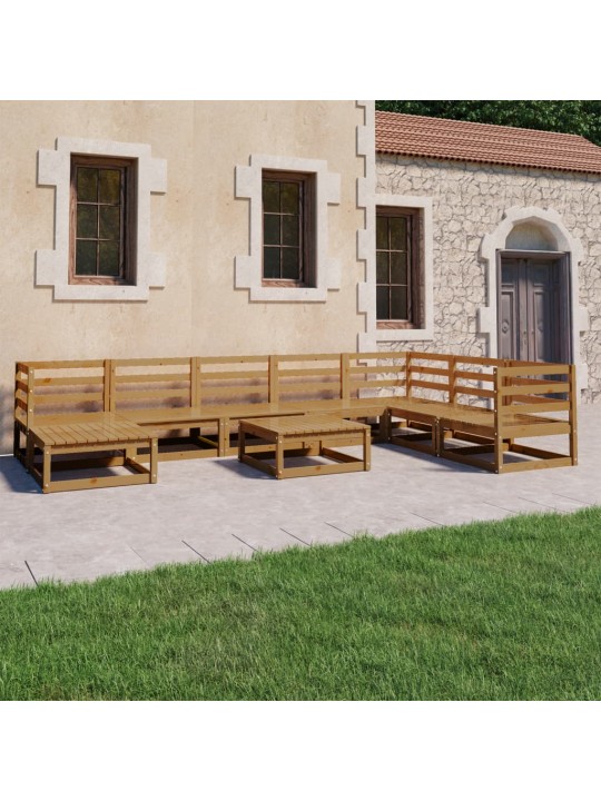 9dílná zahradní sedací souprava medově hnědá masivní borovice
