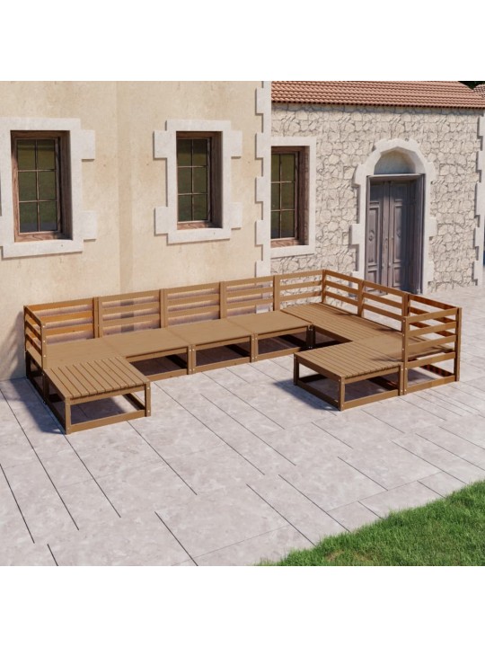 9dílná zahradní sedací souprava medově hnědá masivní borovice