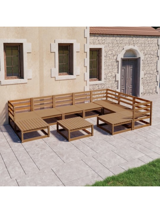 10dílná zahradní sedací souprava medově hnědá masivní borovice