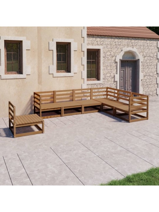 7dílná zahradní sedací souprava medově hnědá masivní borovice