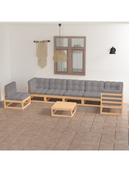 8dílná zahradní sedací souprava s poduškami masivní borovice